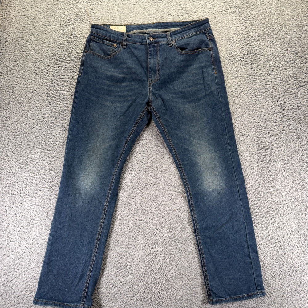 Across the Pond Jeans Men's 36x30 Blue Cotton Denim Straight Faded Workwear
